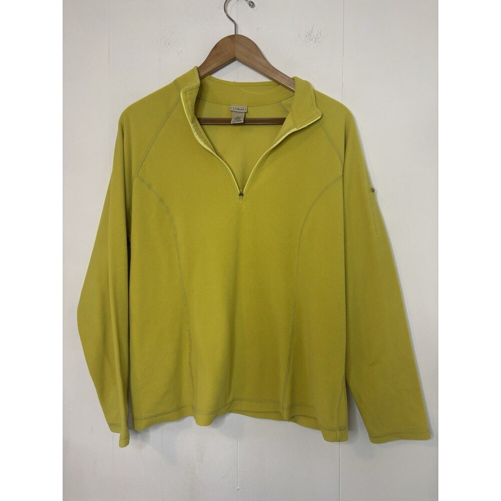 LANDS END Lightweight Polartec Fleece 1/4 Zip Pullover Chartreuse Yellow XL